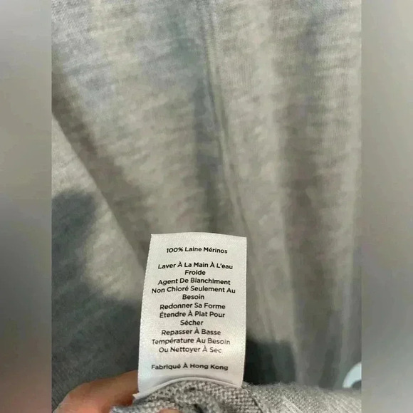 TALBOTS Gray Merino Wool Sweater Turtleneck Pockets Dolman Black Label Small NWT - Picture 8 of 9